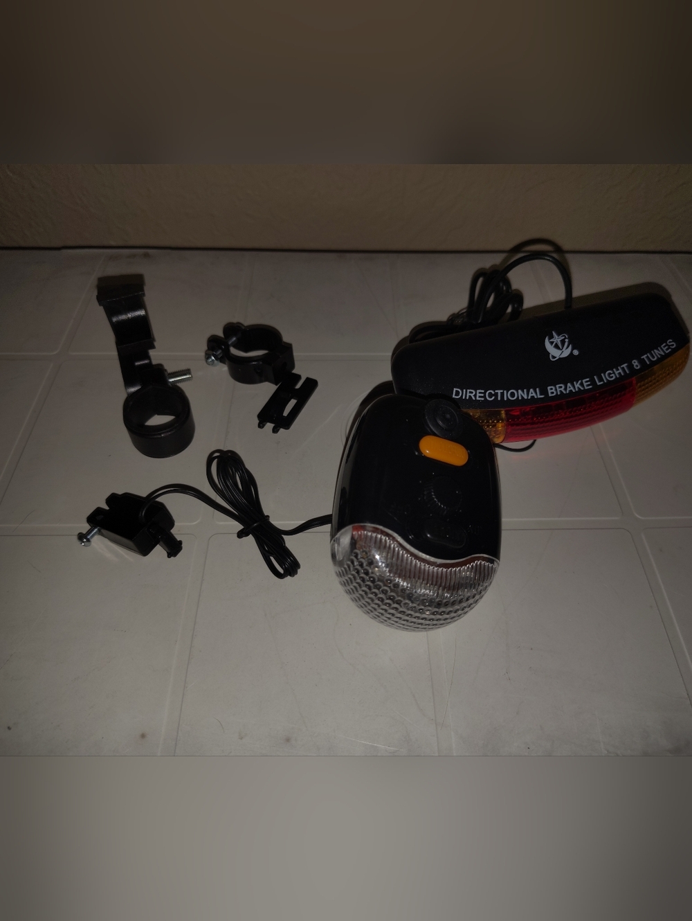 Directional Brake Bike Light Set - Black with Amber Button